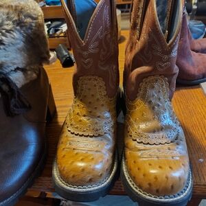 Baby Fat Brown and Tan Western Boots Size 9 Like New